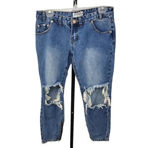 One Teaspoon Freebirds Low Waist Rigid Skinny Leg Extreme Distressing Size 28